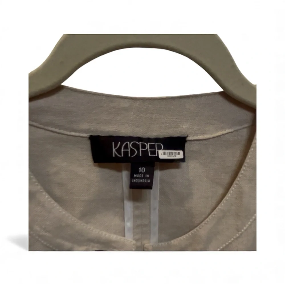 Kasper Safari Style Blazer Jacket Linen Blend Cream/Tan Size 10 - Picture 10 of 12